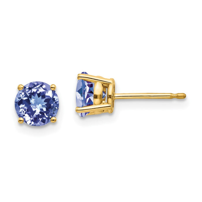 High-Quality 14K Gold Tanzanite Stud Earrings - Stylish & Affordable Elegance-1