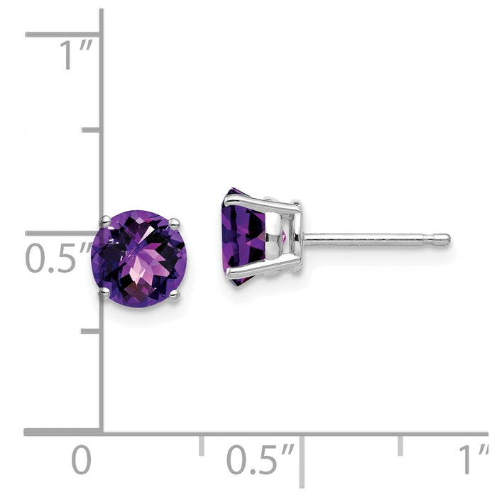 Buy Exclusive 14K White Gold 6mm Checkerboard Amethyst Earrings - Stylish Value!-4