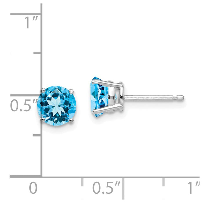 High-Quality 14K White Gold 6mm Blue Topaz Stud Earrings - Stylish Value!-4