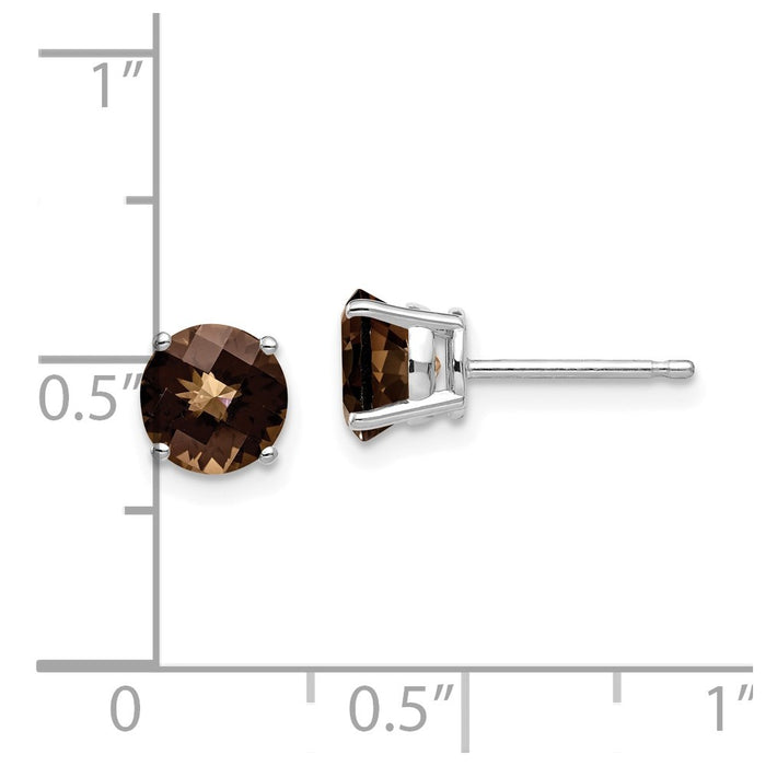 Exclusive 14K Gold 6mm Round Checker-Cut Smoky Quartz Stud Earrings-4