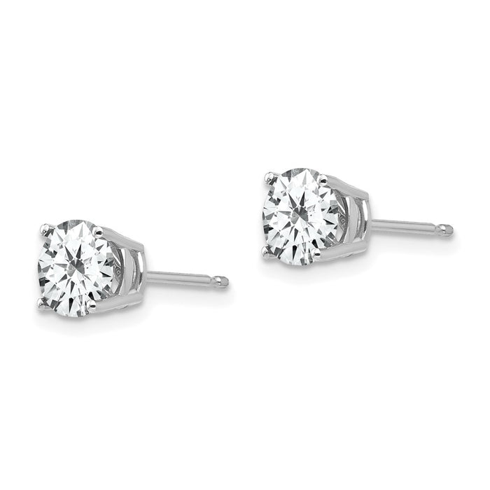 Buy Designer 14K White Gold 6mm Cubic Zirconia Stud Earrings - Luxury Value-2