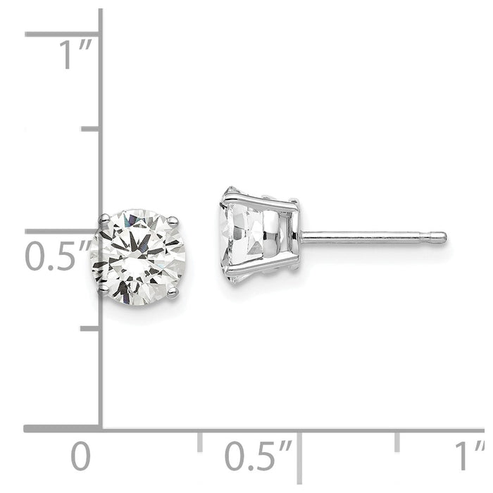 Buy Designer 14K White Gold 6mm Cubic Zirconia Stud Earrings - Luxury Value-4