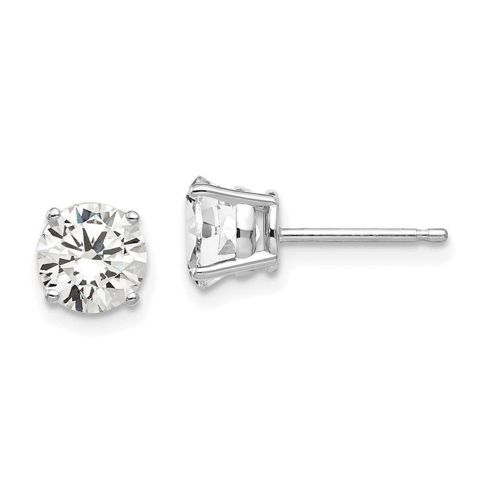 Buy Designer 14K White Gold 6mm Cubic Zirconia Stud Earrings - Luxury Value-1