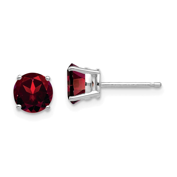 Buy Stylish 14K White Gold Garnet Stud Earrings - 6mm, Luxury Value!-1