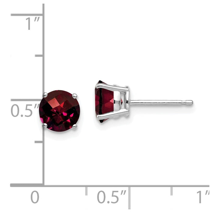 Exclusive 14K White Gold 6mm Garnet Checkerboard Earrings - Stylish Value!-4