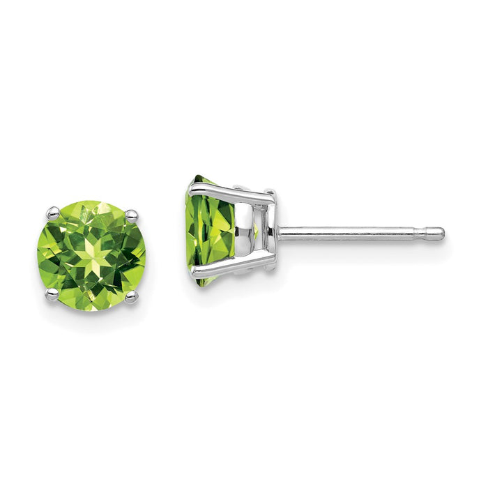 Shop Exclusive 14K White Gold 6mm Peridot Stud Earrings - Stylish & Affordable!-1
