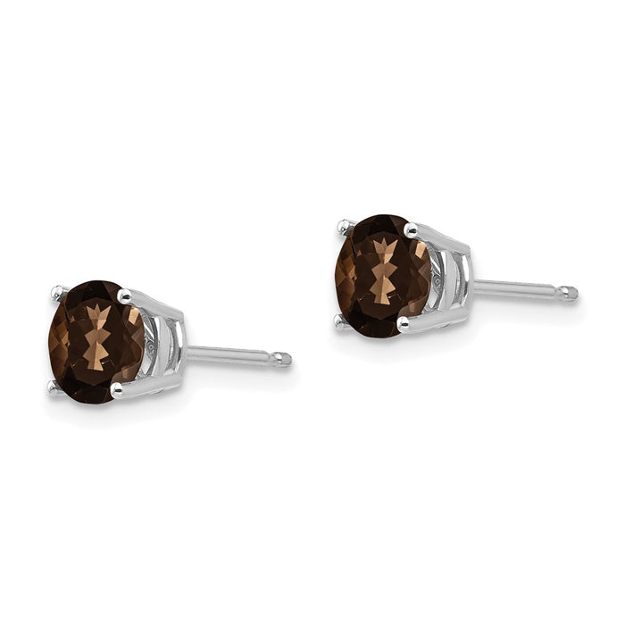 Shop Stylish 14K Gold 6mm Round Smoky Quartz Stud Earrings at Great Value-2
