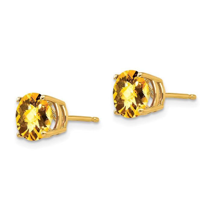 Shop Exclusive 14K Gold Citrine Checkerboard Earrings - 7mm Luxury Style-2