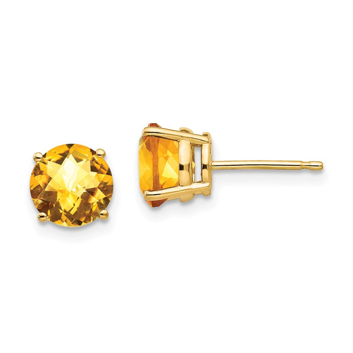 Shop Exclusive 14K Gold Citrine Checkerboard Earrings - 7mm Luxury Style-1