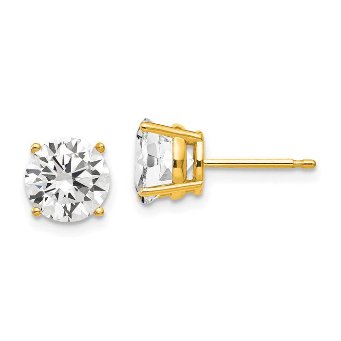 Buy Exclusive 14K Gold 7mm Cubic Zirconia Stud Earrings - Stylish Value-1