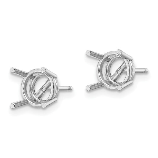 Buy Stylish 14K White Gold 7mm Round Earring Settings - Luxury Value!