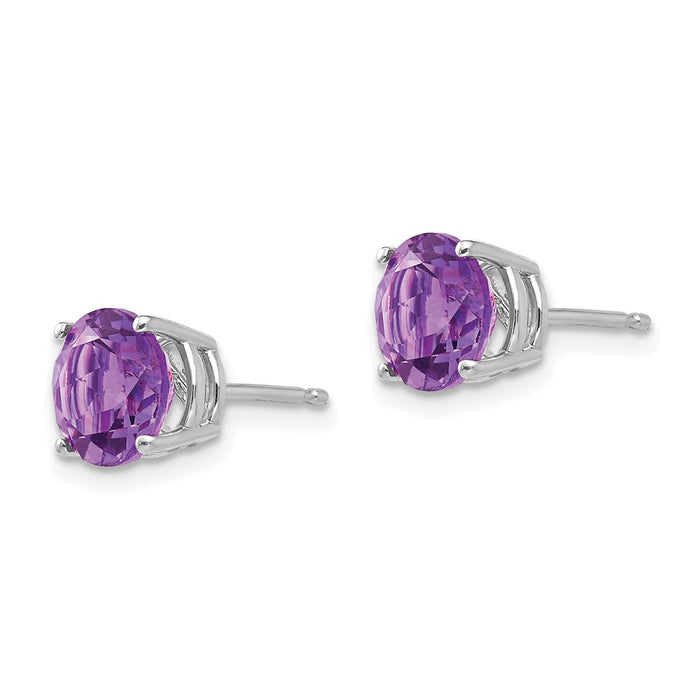 Shop Stylish 14K White Gold 7mm Amethyst Stud Earrings - Affordable Luxury-2