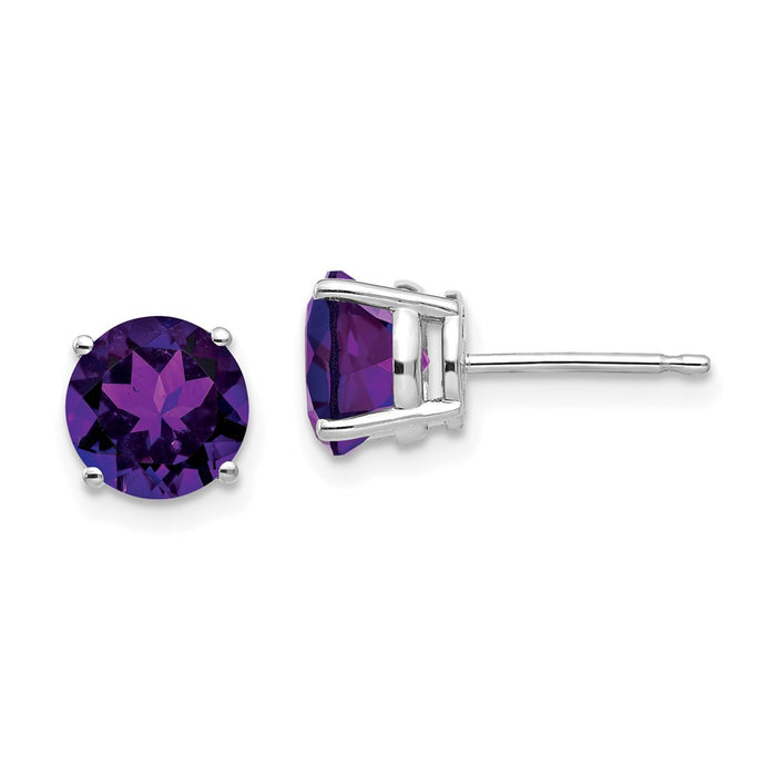 Shop Stylish 14K White Gold 7mm Amethyst Stud Earrings - Affordable Luxury-1