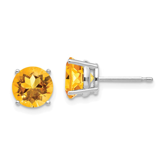 High-Quality 14K White Gold 7mm Citrine Earrings - Stylish Luxury Value!