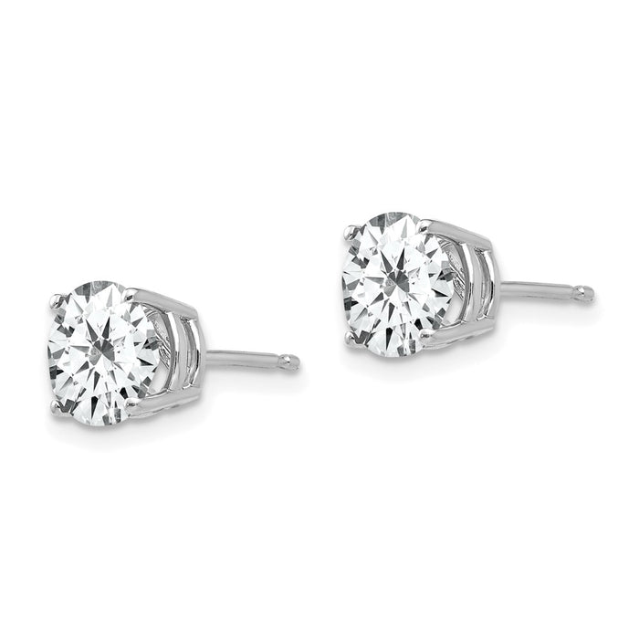 Designer 14K White Gold 7mm Cubic Zirconia Stud Earrings - Stylish Luxury-2