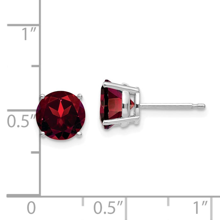 Shop Stylish 14K White Gold 7mm Garnet Stud Earrings - Luxury Value Offer-4