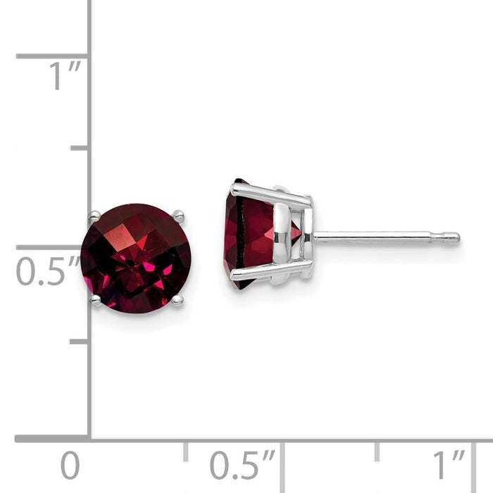 Shop Exclusive 14K White Gold 7mm Garnet Checkerboard Earrings - Stylish Luxury!-4