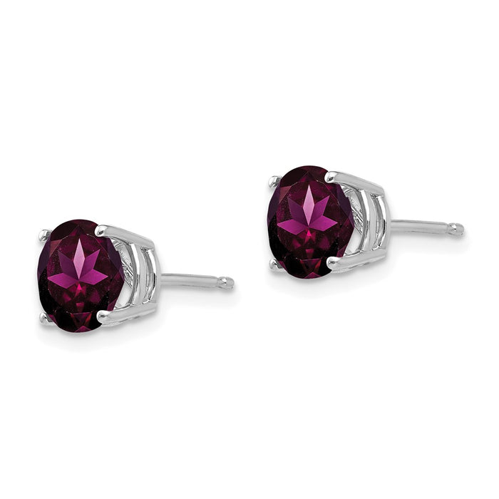 Order Stylish 14K White Gold 7mm Rhodolite Garnet Stud Earrings - Luxury Value!-2