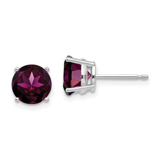 Order Stylish 14K White Gold 7mm Rhodolite Garnet Stud Earrings - Luxury Value!