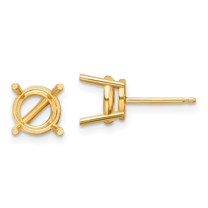 Buy Stylish 14K Gold 7mm Round Earring Settings - Luxury Quality & Value-1