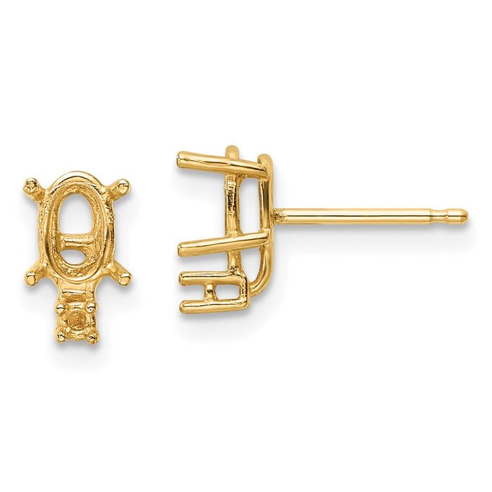 Buy Exclusive 14K Gold 6x4mm Oval Diamond Earring Settings - Stylish Value-1