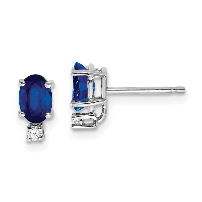 Buy Designer 14K White Gold Oval Sapphire & Diamond Earrings, 6x4mm, VS Clarity - Luxury Value!-1