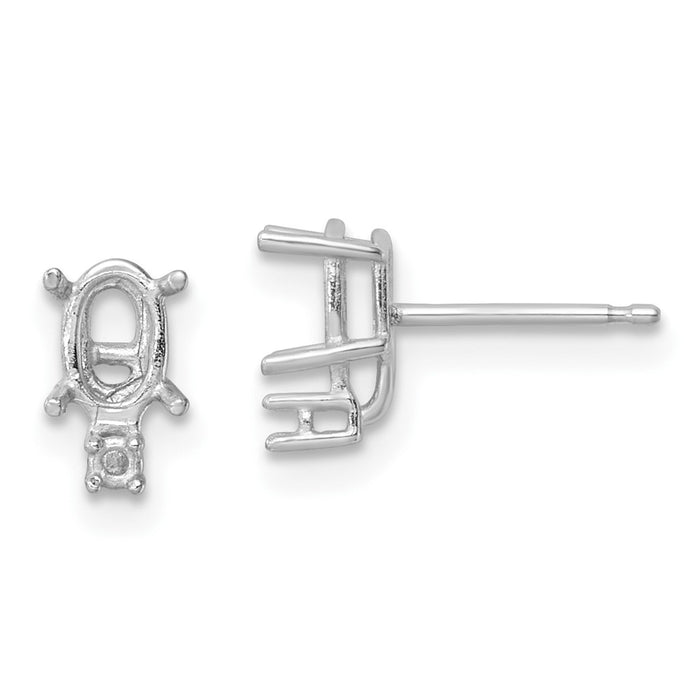 Order Stylish 14K White Gold Oval 6x4 Earring Mounting with Diamond Accents-1