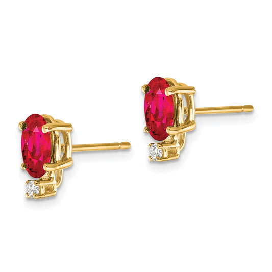 Shop Stylish 14K Gold Oval Ruby & Diamond Earrings - 7x5mm, VS Clarity