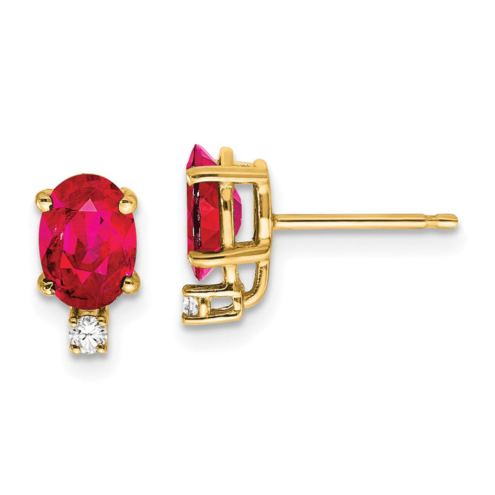 Shop Stylish 14K Gold Oval Ruby & Diamond Earrings - 7x5mm, VS Clarity-1