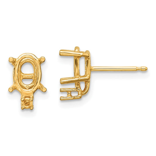 High-Quality 14K Gold 7x5mm Oval & Diamond Earring Settings - Stylish Value!