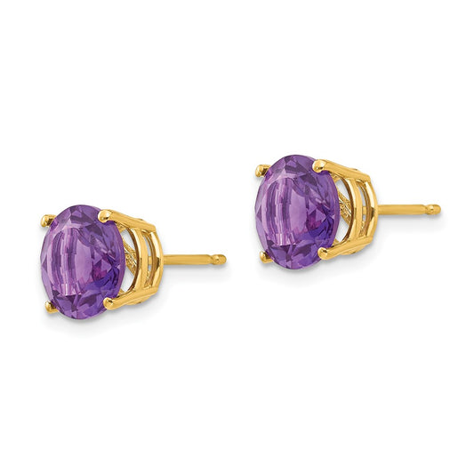 High-Quality 14K Gold 8mm Amethyst Stud Earrings - Stylish Luxury Value
