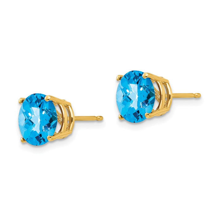 Buy Exclusive 14K Gold 8mm Blue Topaz Checkerboard Earrings - Stylish Value-2