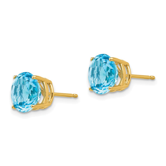 High-Quality 14K Gold 8mm Blue Topaz Stud Earrings - Stylish & Affordable Deals