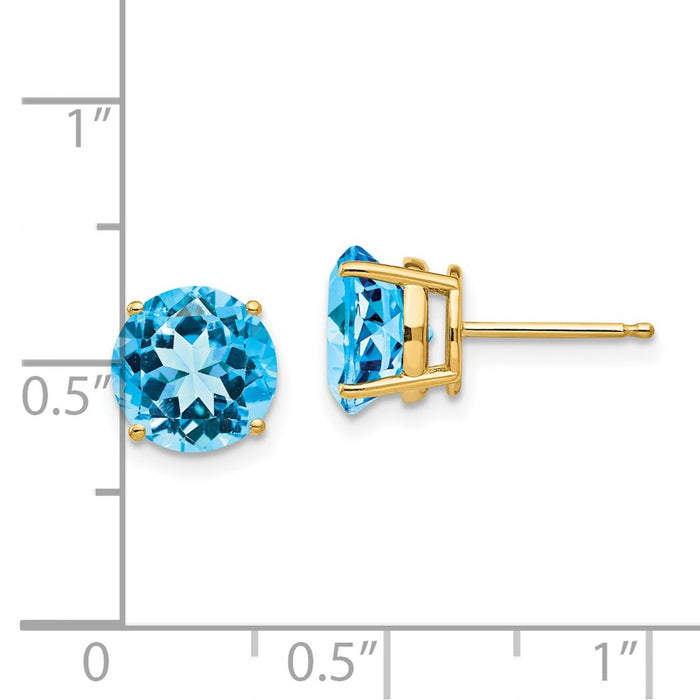 High-Quality 14K Gold 8mm Blue Topaz Stud Earrings - Stylish & Affordable Deals-4
