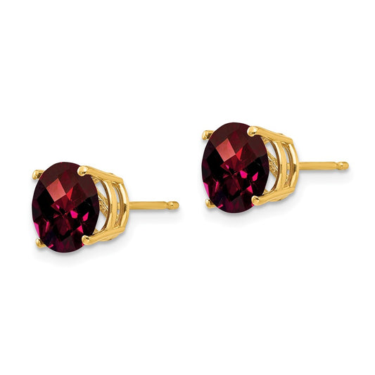 Shop Stylish 14K Gold 8mm Garnet Checkerboard Earrings - Luxury Jewelry Value!