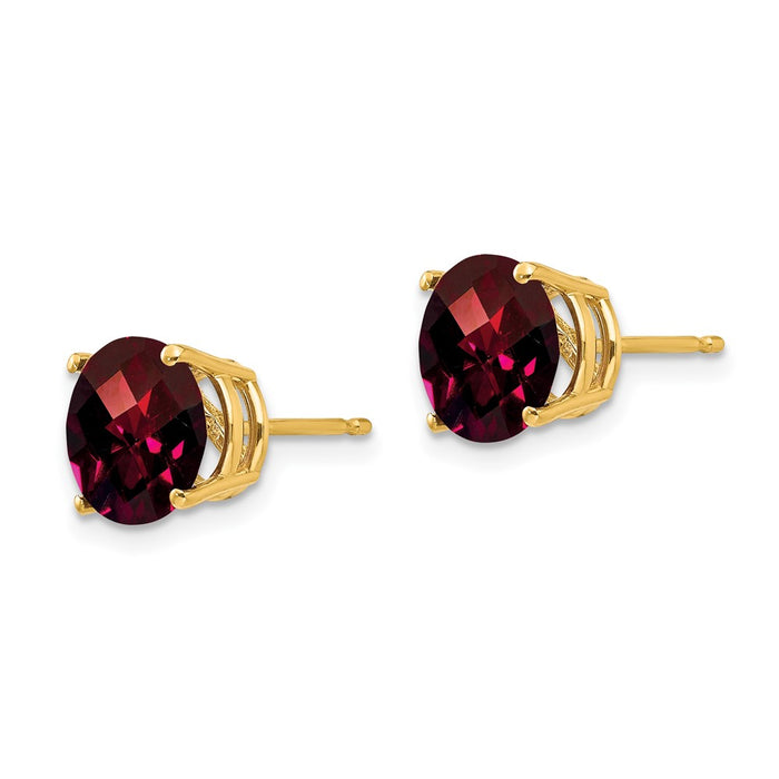Shop Stylish 14K Gold 8mm Garnet Checkerboard Earrings - Luxury Jewelry Value!-2