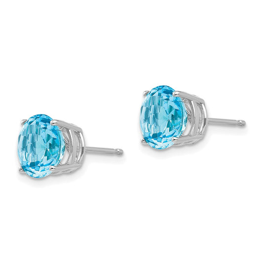 Buy Stylish 14K White Gold 8mm Blue Topaz Stud Earrings - Luxury Value Deal!