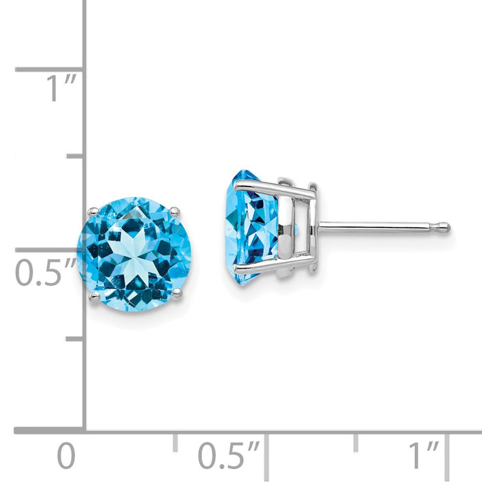 Buy Stylish 14K White Gold 8mm Blue Topaz Stud Earrings - Luxury Value Deal!-4