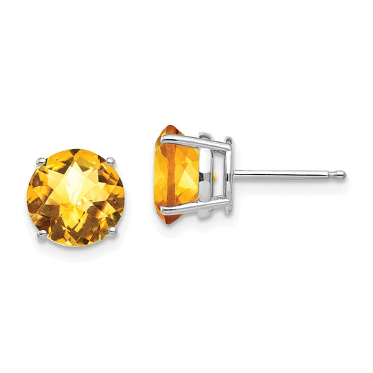 Buy Exclusive 14K White Gold 8mm Citrine Checkerboard Earrings - Stylish Value!