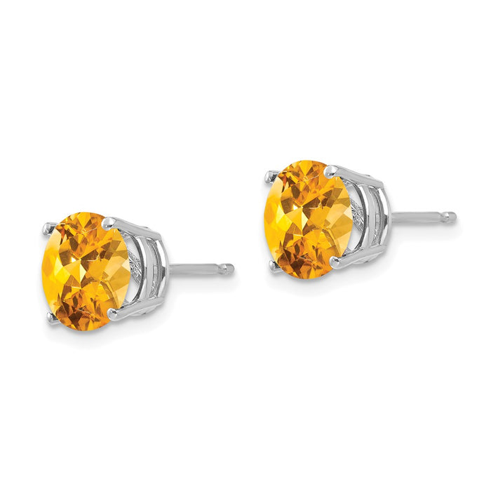 Exclusive 14K White Gold 8mm Citrine Stud Earrings - Stylish Luxury Value-2