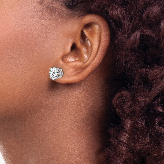 Shop Exclusive 14K White Gold 8mm Cubic Zirconia Stud Earrings - Stylish Value!-3