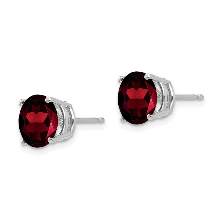 Buy Stylish 14K White Gold 8mm Garnet Stud Earrings - Luxury Value!-2