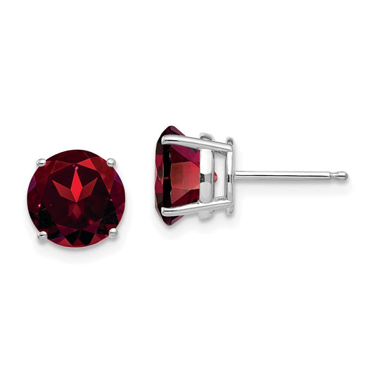 Buy Stylish 14K White Gold 8mm Garnet Stud Earrings - Luxury Value!