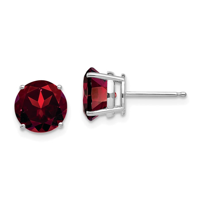 Buy Stylish 14K White Gold 8mm Garnet Stud Earrings - Luxury Value!-1