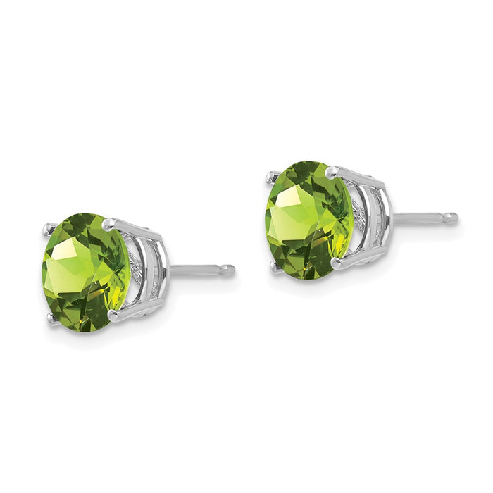 High-Quality 14K White Gold 8mm Peridot Stud Earrings - Stylish Luxury Value-2