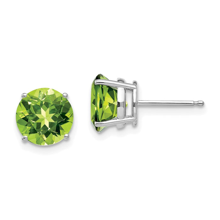 High-Quality 14K White Gold 8mm Peridot Stud Earrings - Stylish Luxury Value-1