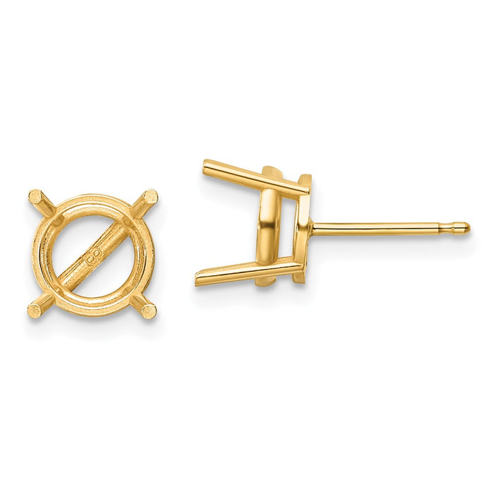 High-Quality 14K Gold 8mm Round Earring Settings - Stylish & Affordable Choice-1