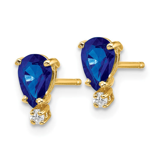 Shop Exclusive 14K Gold Pear-Shaped Sapphire & AAA Diamond Earrings - Stylish Value!