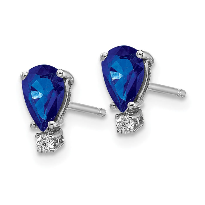 Shop 14K White Gold Sapphire & Diamond Stud Earrings - Stylish Luxury Value!-2