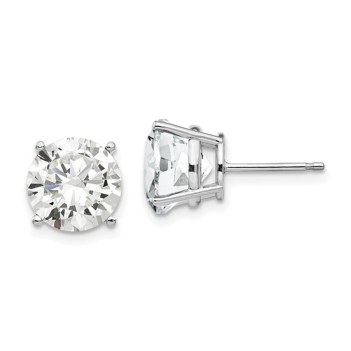 Exclusive 14K White Gold 10mm Cubic Zirconia Stud Earrings - Affordable Luxury!-1